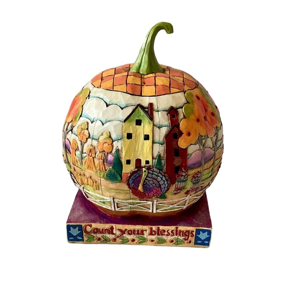 Jim Shore Heartwood Creek "Count Your Blessings" Petite Pumpkin - Picture 4 of 5